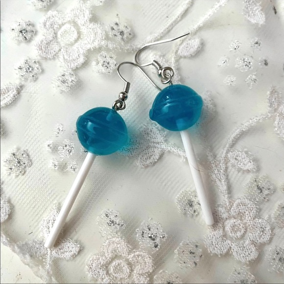 Blue Razz🍬Sucker Earrings - Picture 3 of 4